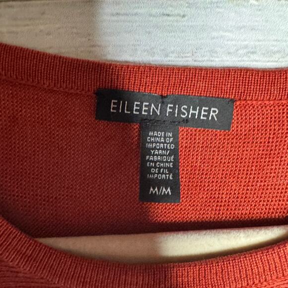 Eileen Fisher Women’s Red Tencel Blend Short Sleeve Knit Top Size M - Picture 3 of 6